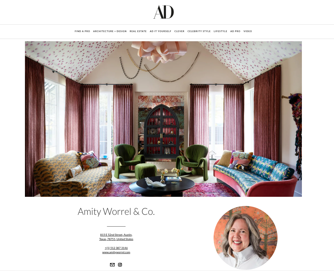 Amity Worrel & Co. Featured in Architectural Digest Pro Directory
