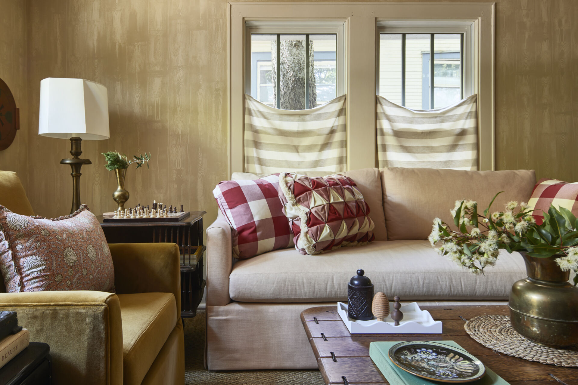 House Beautiful living room design photoshoot process.