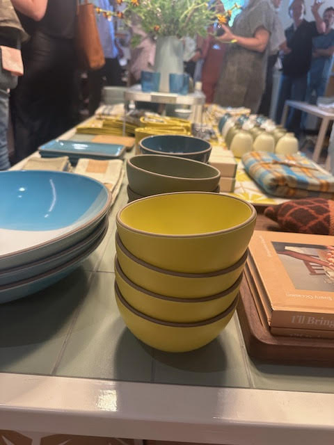 Colorful Heath Ceramics bowls.